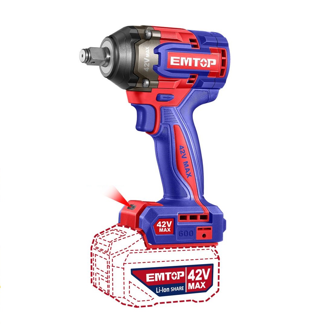 Гайковерт акумуляторний ударний EMTOP ECIWL42602